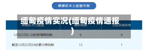 缅甸疫情实况(缅甸疫情通报)