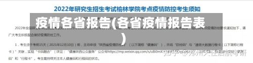 疫情各省报告(各省疫情报告表)